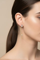 Pave Fine Chain Drop Earrings