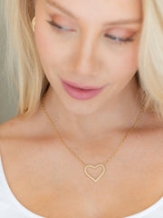 Pave Heart Statement Pendant Necklace