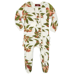 Peaches Organic Cotton Ruffle Zipper Footed Romper