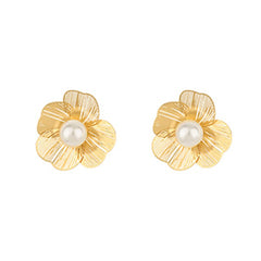 Pearl & Filigree Flower Earrings