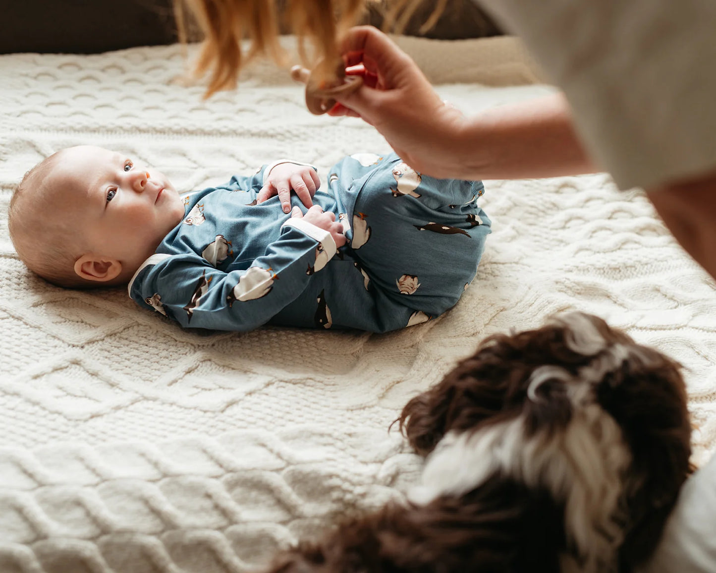 Penguin Luxe Stretch Newborn Gown & Hat Set