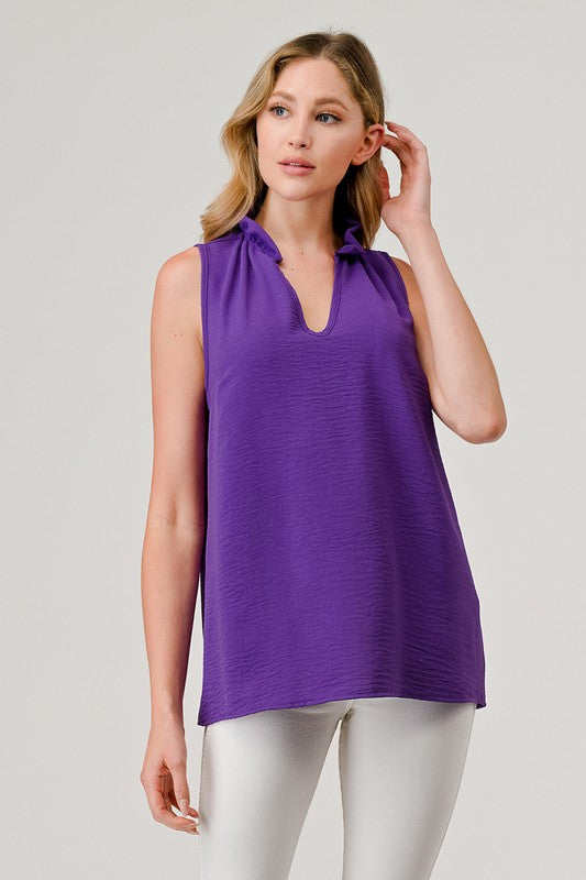 Penny Ruffle V Neck Tank Top