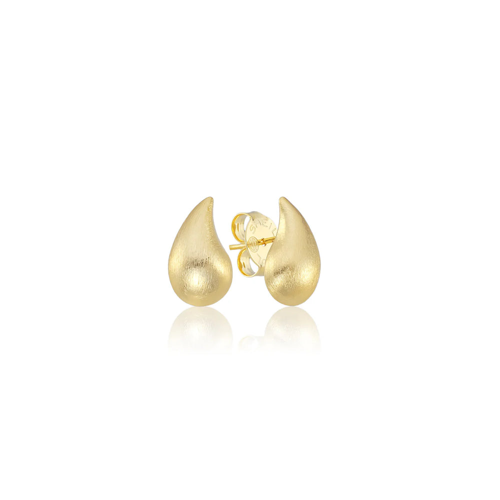 Brushed Gold Droplet Studs