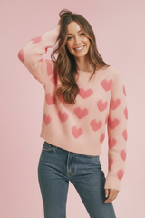 Pink Fuzzy Heart Sweater