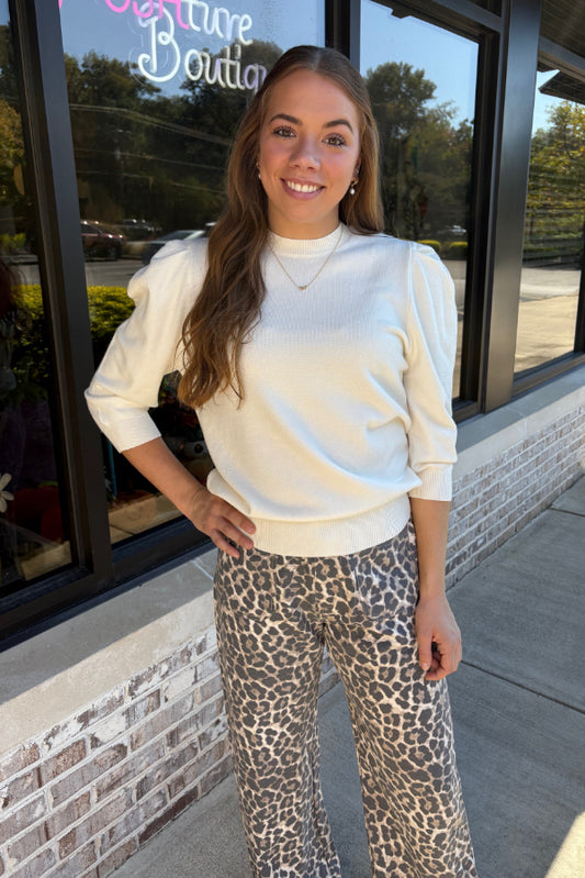 Puff Sleeve Knit Sweater