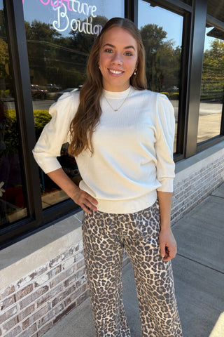 Puff Sleeve Knit Sweater