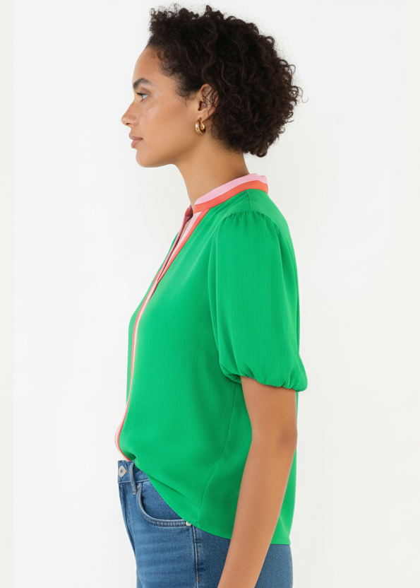 THML Stripe Detail V-neck Top