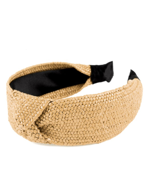 Beige Rattan Woven Knot Headband