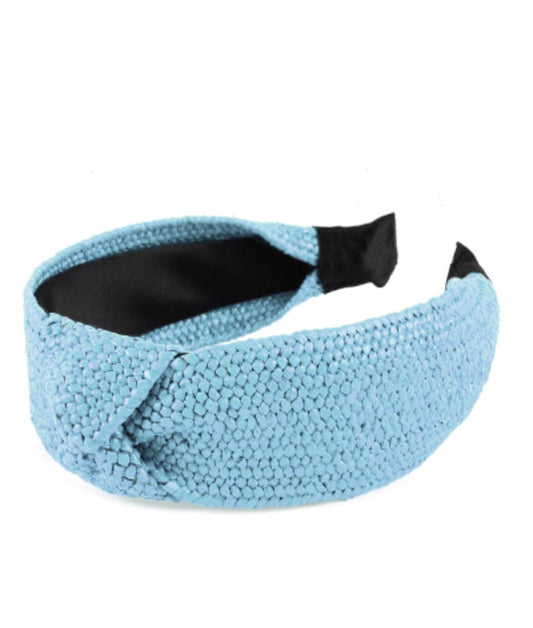 Blue Rattan Woven Knot Headband