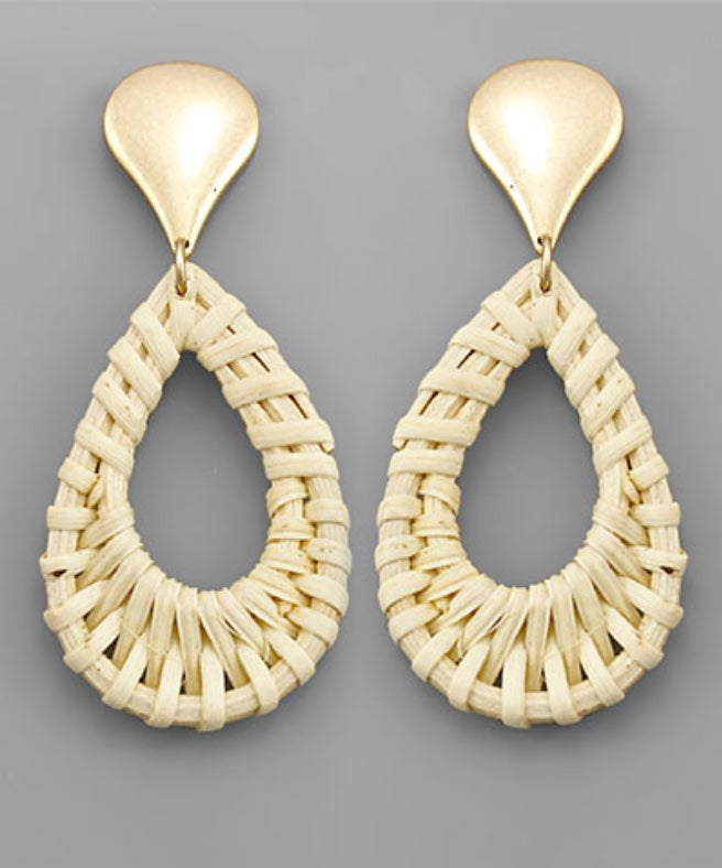 Rattan Teardrop Dangle Earrings
