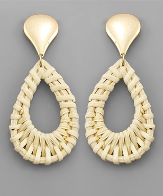 Rattan Teardrop Dangle Earrings