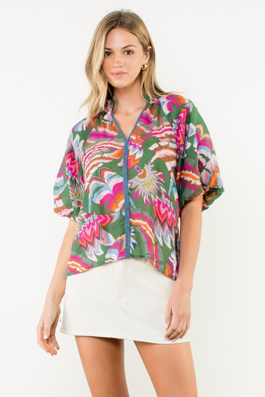Ravishing Print V-neck Top
