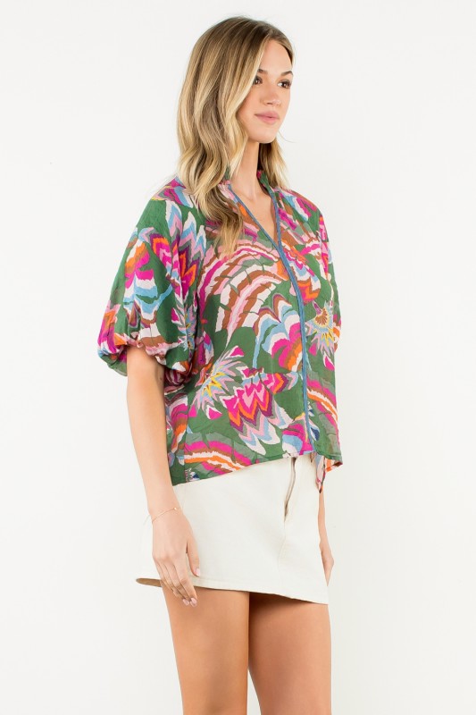 Ravishing Print V-neck Top