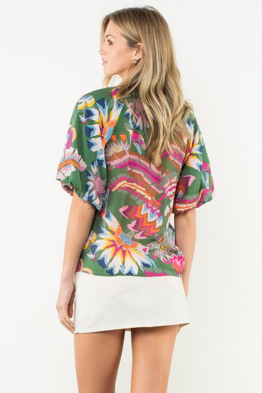 Ravishing Print V-neck Top