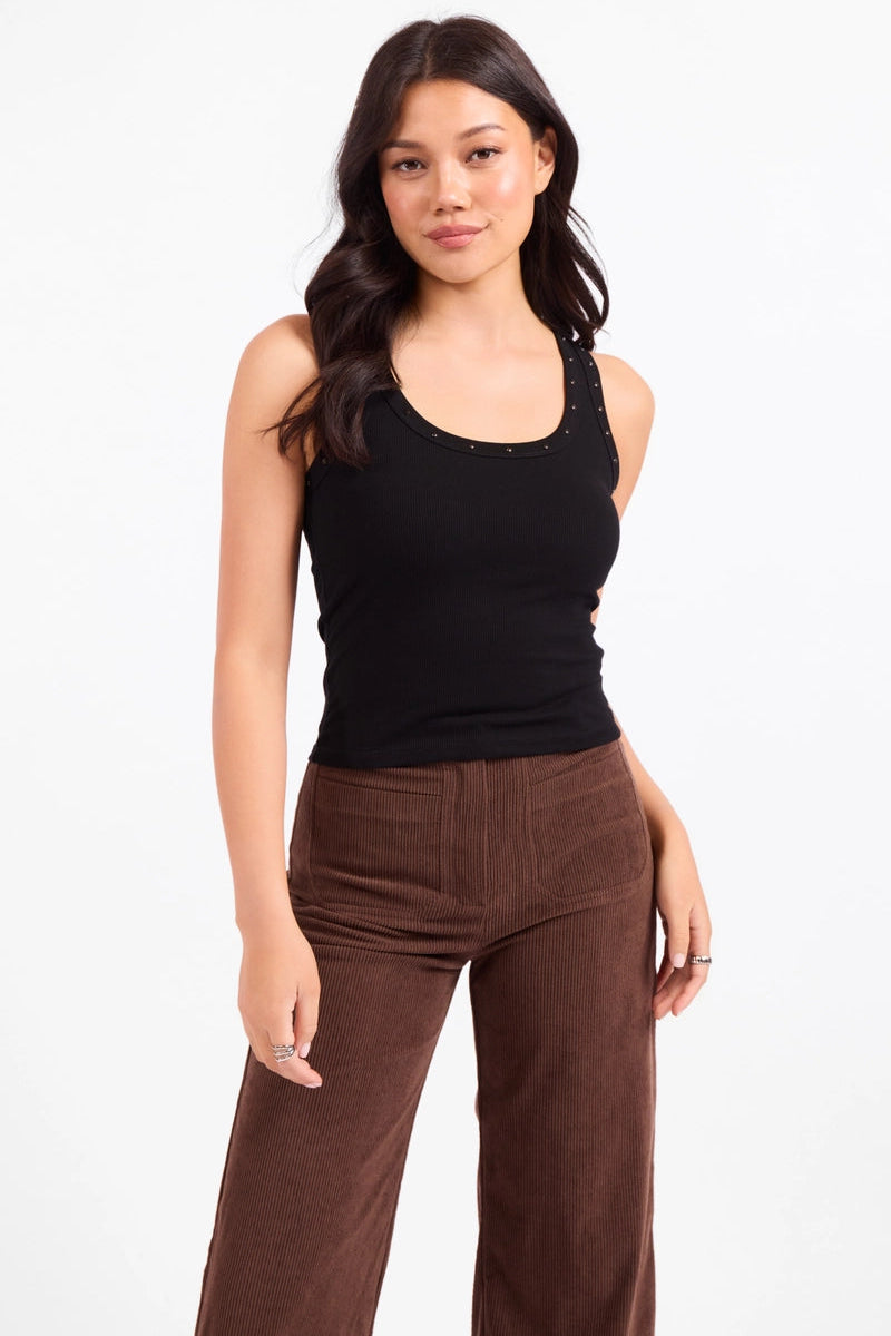 Ruby Studded Knit Tank Top Black