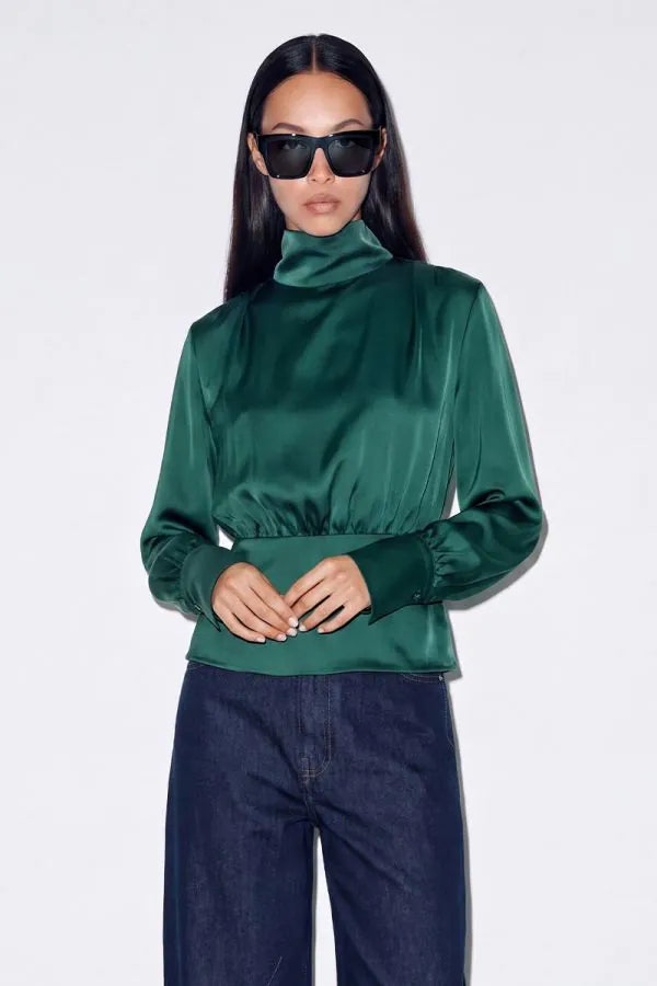Satin Top With Draped Back