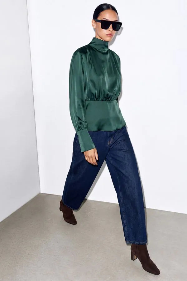 Satin Top With Draped Back