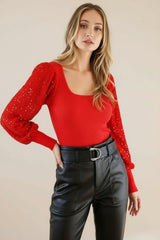 Sequin Balloon Knit Top