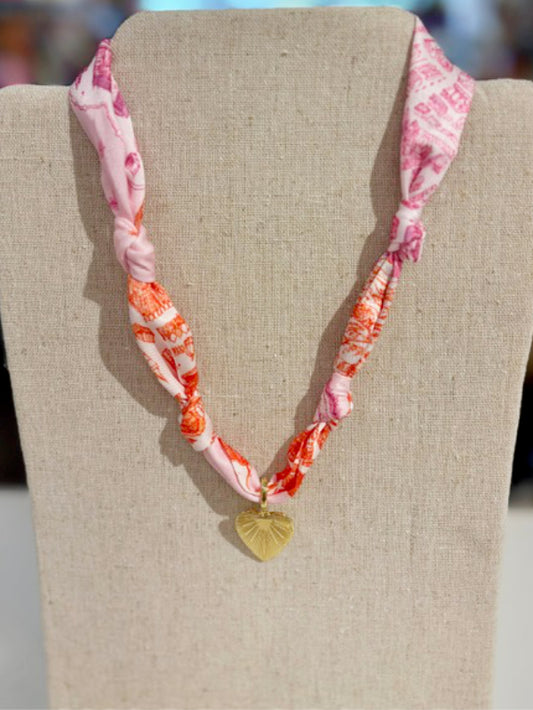 Scarf Necklace ~ Blush Tied Charm Necklace