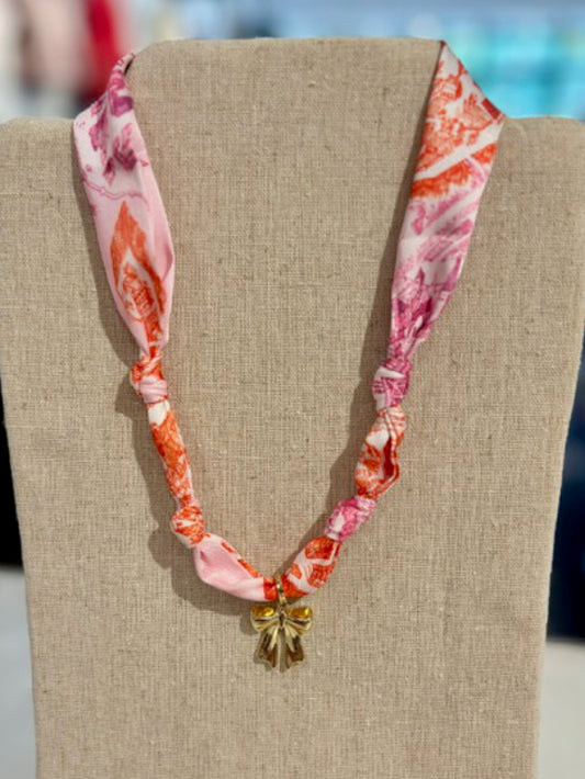 Scarf Necklace ~ Blush Tied Charm Necklace