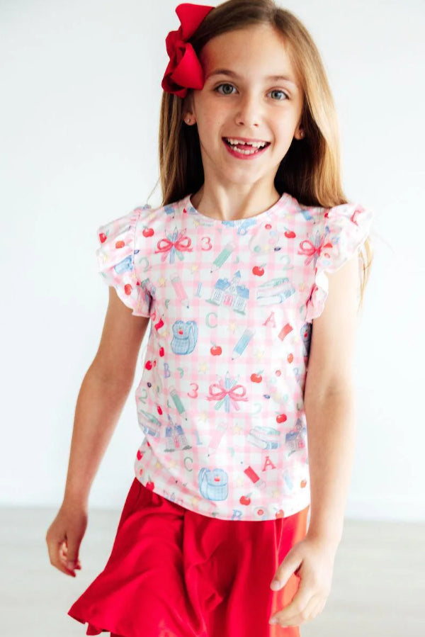 School Days S/S Ruffle Tee