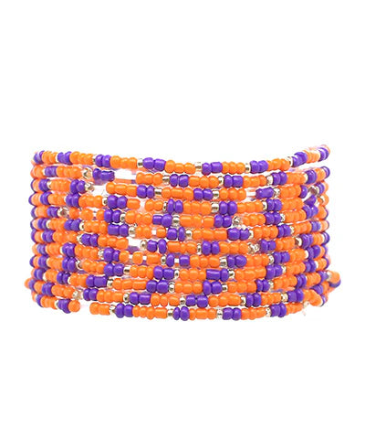 Clemson Game Day Seed Bead Stretch Bracelets