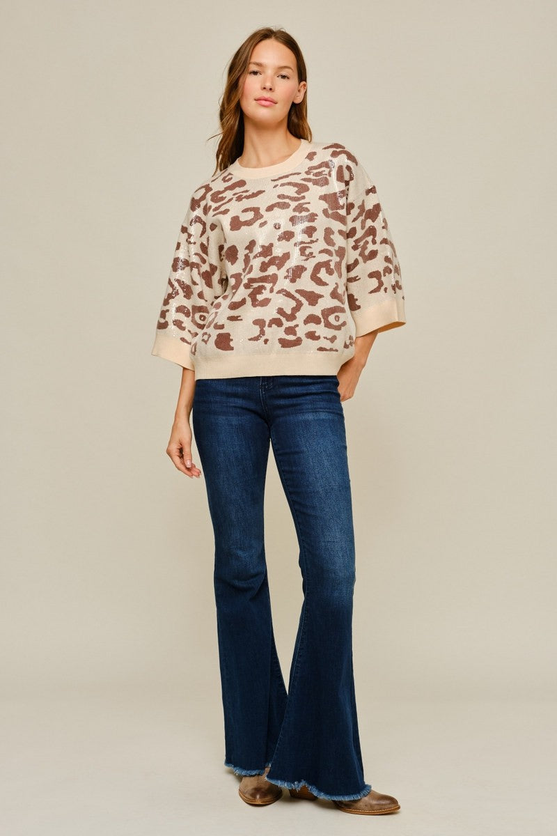 Sequin Leopard Sweater Top