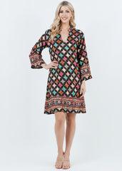 Black Shift Dress with Gold Detail
