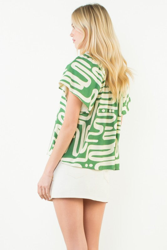 THML Abstract V-neck Top