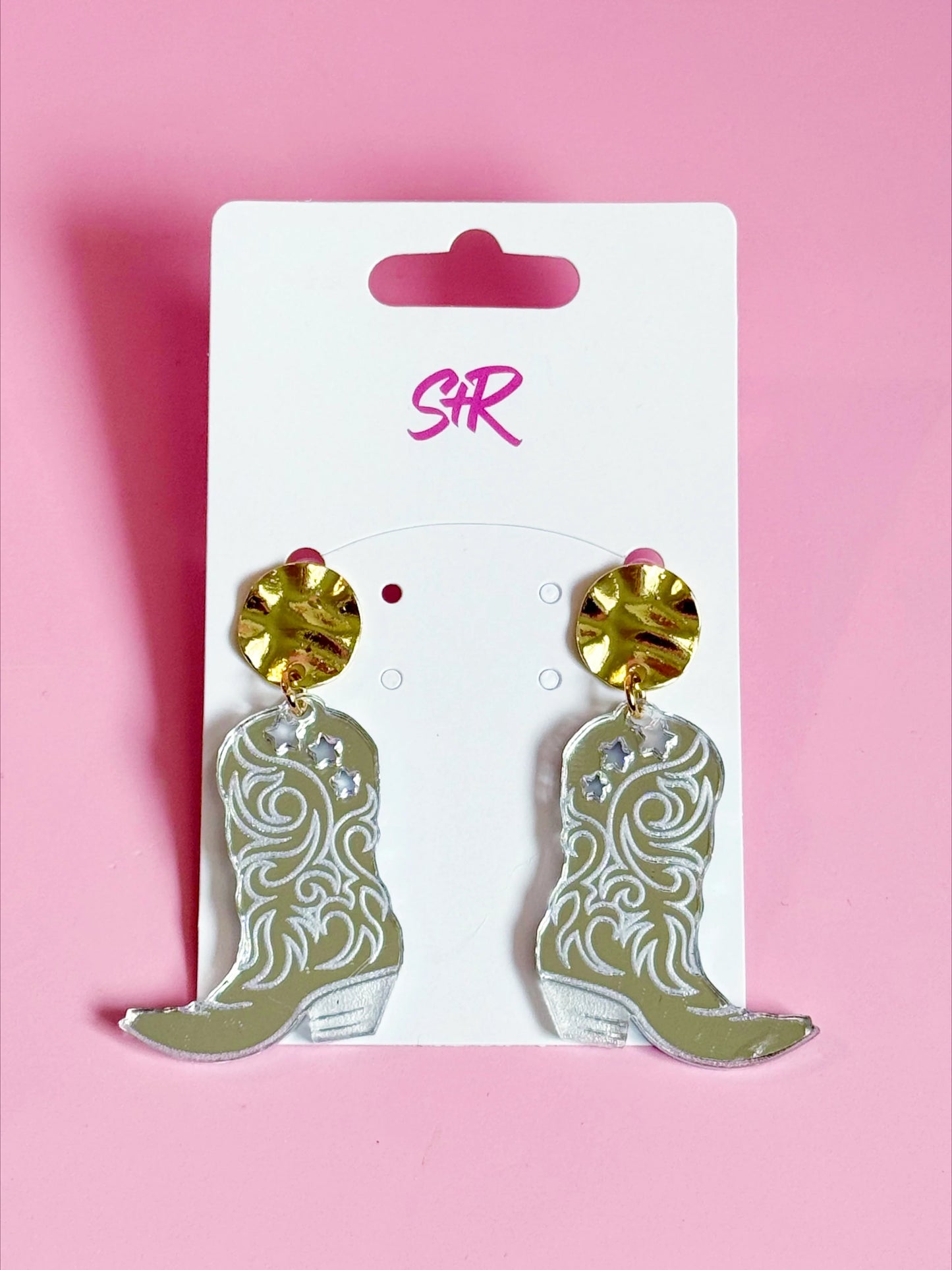 Silver Cowgirl Boots with Gold Top