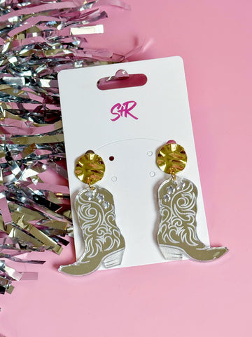 Silver Cowgirl Boots with Gold Top