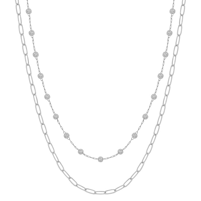 Silver Layered Chain Necklace