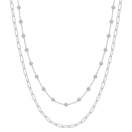 Silver Layered Chain Necklace