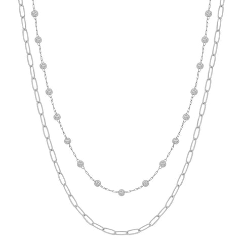 Silver Layered Chain Necklace