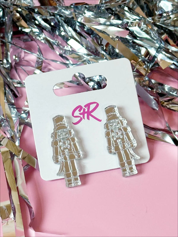 Silver Mirror Nutcracker Stud