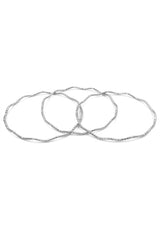Silver Waved Textured Set of 3 Bangles
