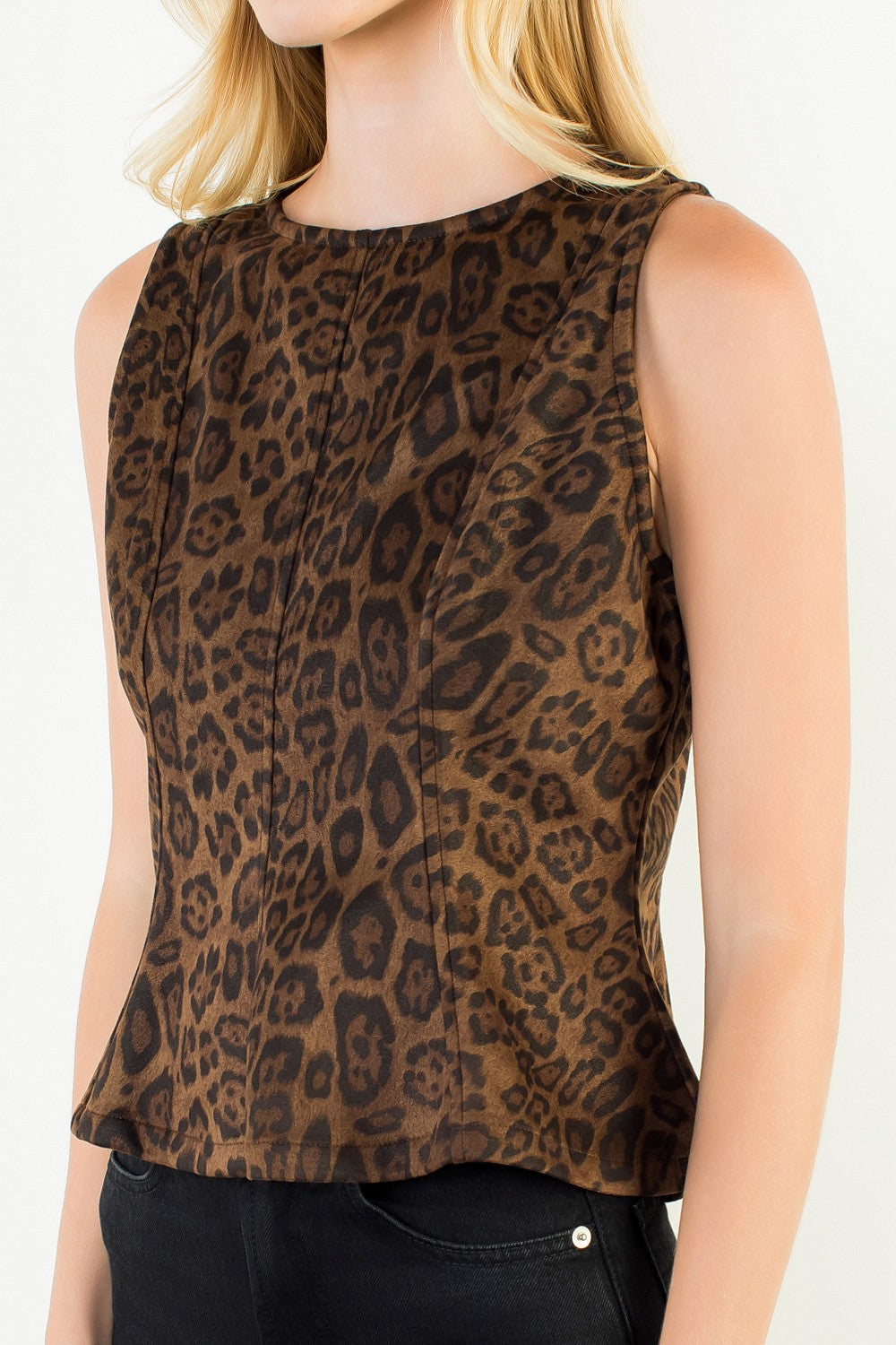 THML Suede Leopard Print Tank Top