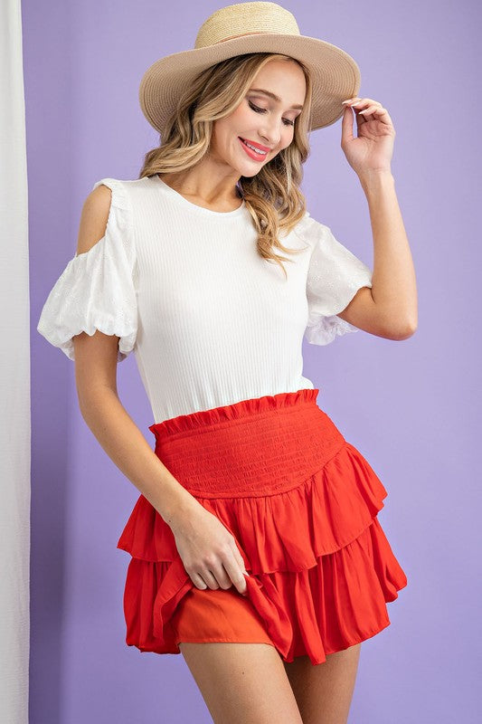 Smocked Ruffle Skort