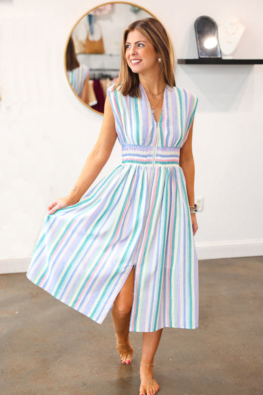 Smocked Waist Pastel Dress