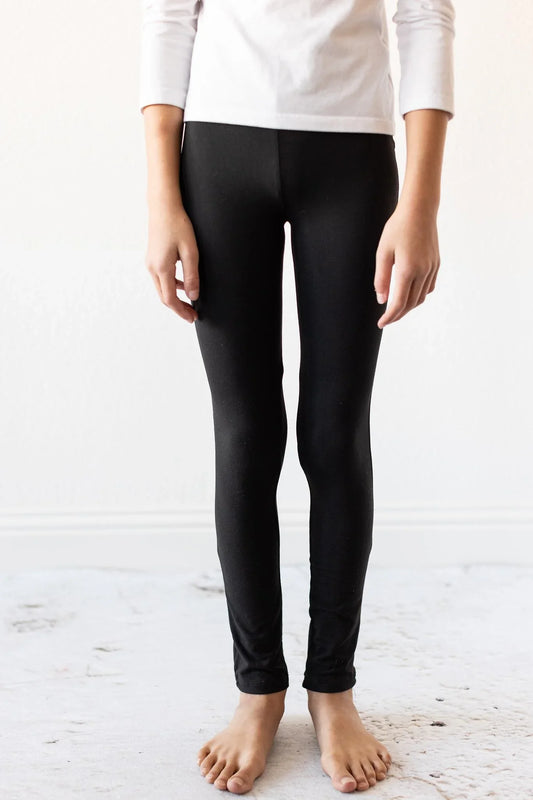 Girls Solid Black Leggings