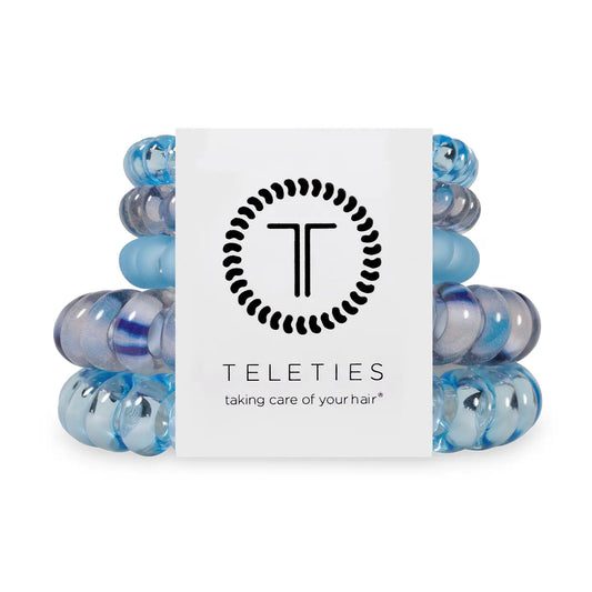 TELETIES - Spiral Hair Coils | Mix Pack | Blue Lagoon Mix Pack Hair Ties - Mix Pack
