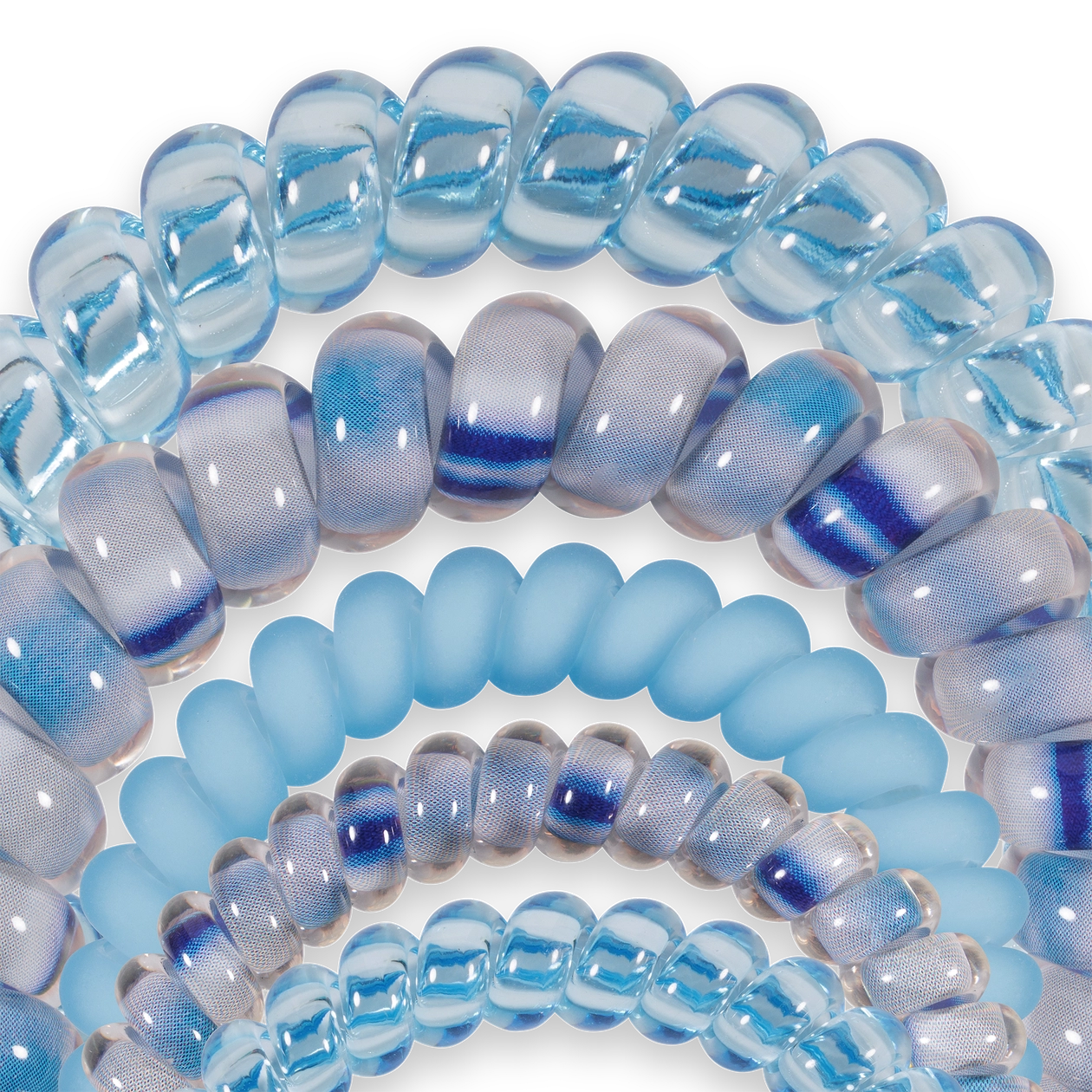 TELETIES - Spiral Hair Coils | Mix Pack | Blue Lagoon Mix Pack Hair Ties - Mix Pack