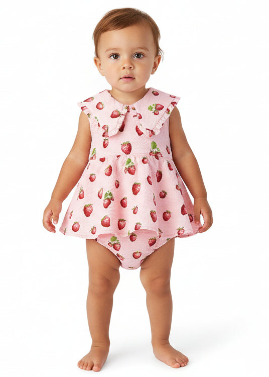 Strawberry Ruffle Collar One Piece Dress