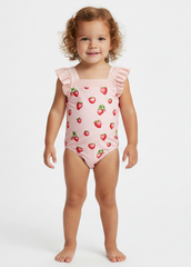 Strawberry Ruffle Square Neck Swimsuit