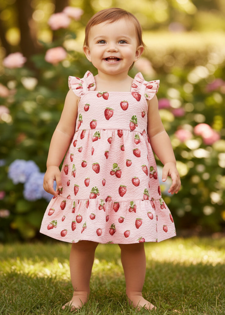 Strawberry Ruffle Tiered Dress