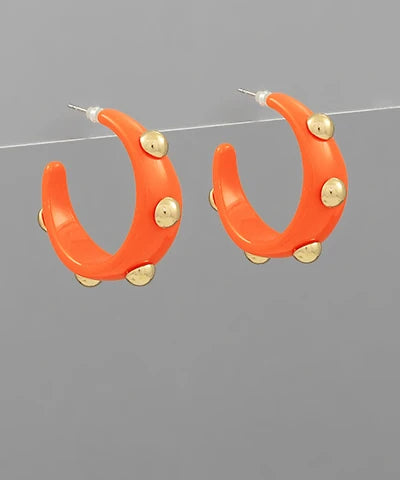 Studded Gold Ball Acrylic Hoops