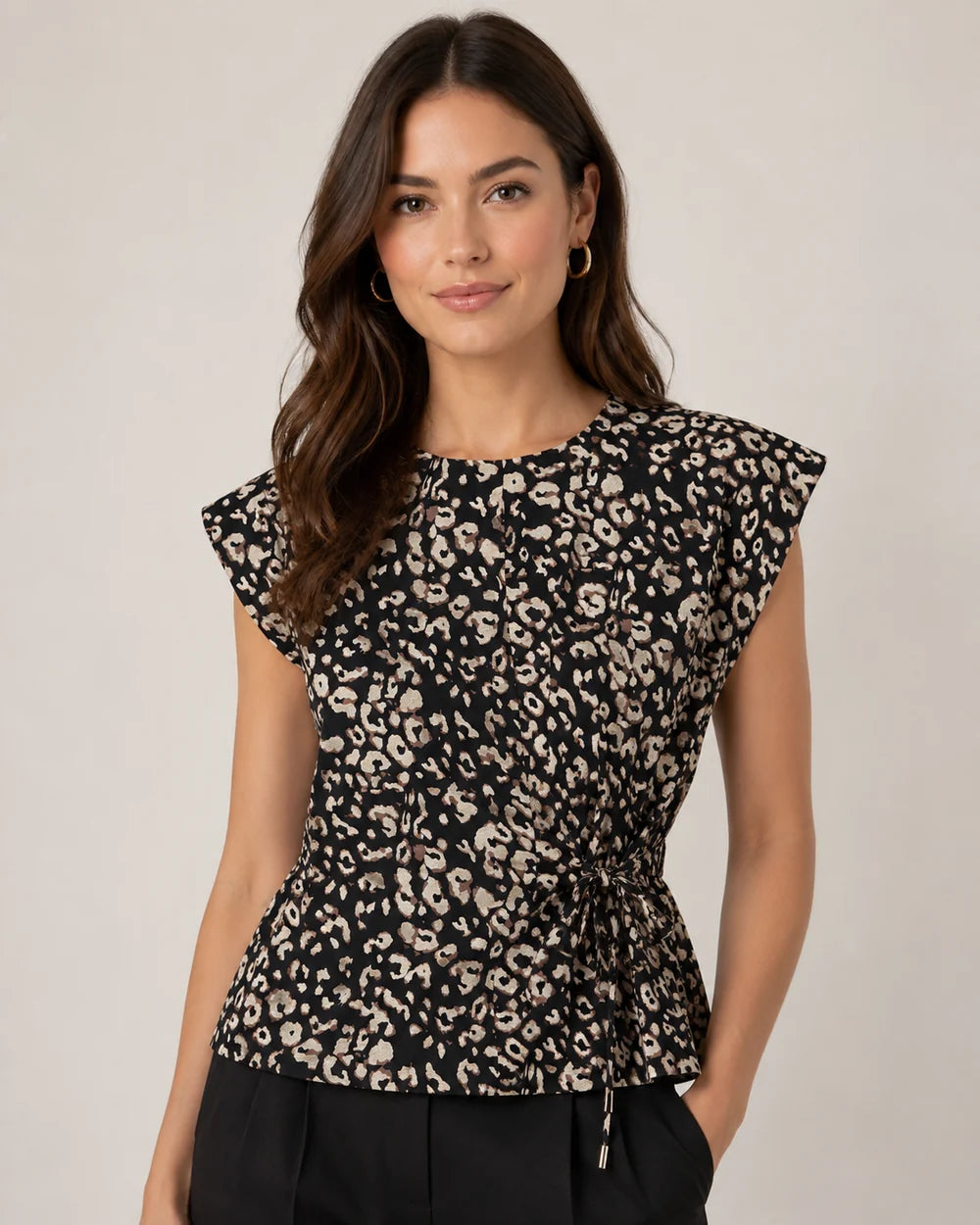 THML Animal Print Top w/ Side Tie
