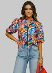 THML Floral Split Neck Top