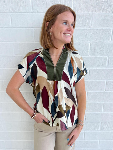THML Leafy Print Top