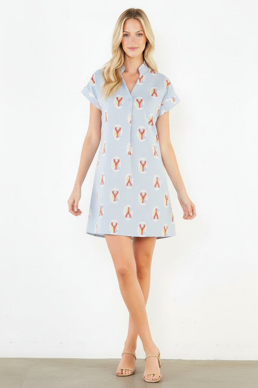 THML Striped Lobster Print Dress